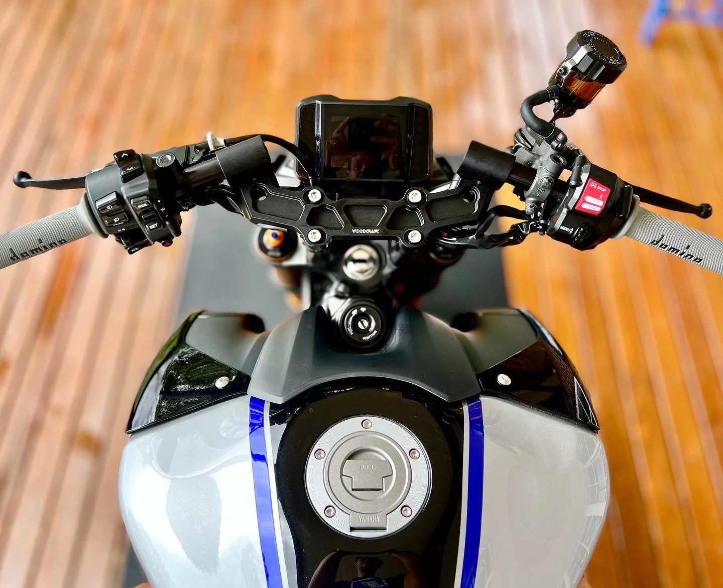 WOODCRAFT Yamaha FZ09 (MT09) (2018+) / XSR900 (2022+) Clipon Riser Adapter Plate Kit W/ Bars